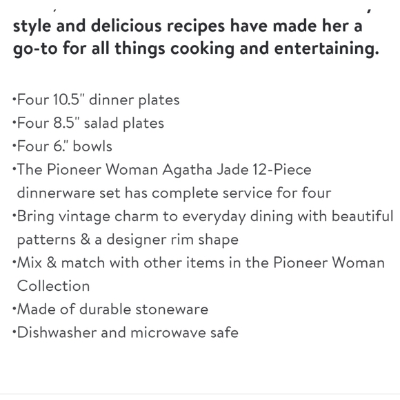 🎄 2025 12 Piece Pioneer Woman Agatha Jade Green Dinnerware Set - Picture 8 of 9
